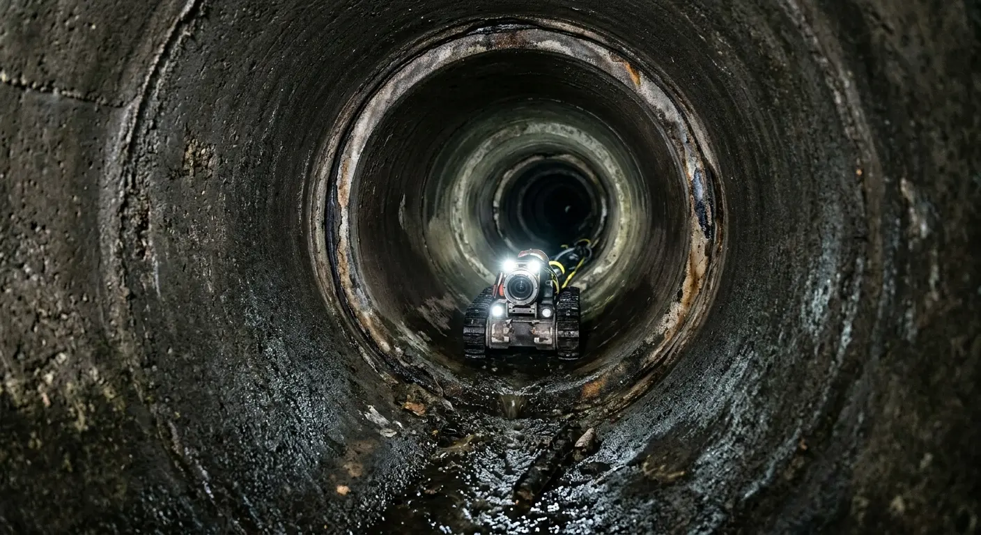 Robotic sewer camera inspecting pipe interior for Sewer Line Cleaning in Tanaina